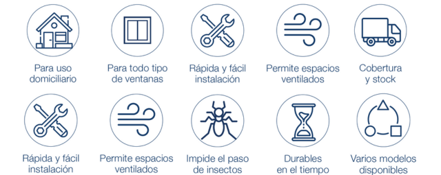 Detalle de encastre y perfil del mosquitero de aluminio